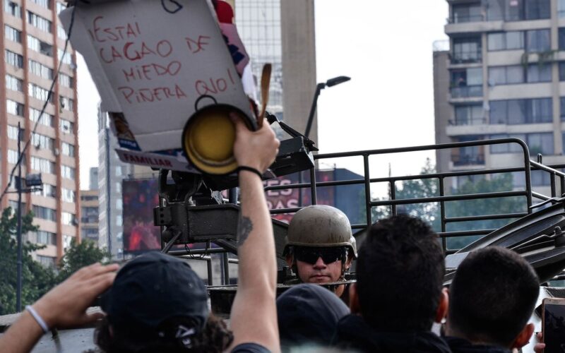 Militares en Plaza Dignidad, octubre de 2019